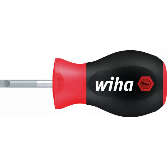 Отвертка шлицевая укороченная WIHA SoftFinish Stubby SL 4.0x0.8 мм, жало 25 мм 26964