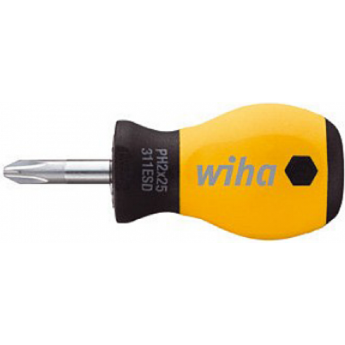 Отвертка антистатическая укороченная крестовая WIHA SoftFinish PH2 6 32155